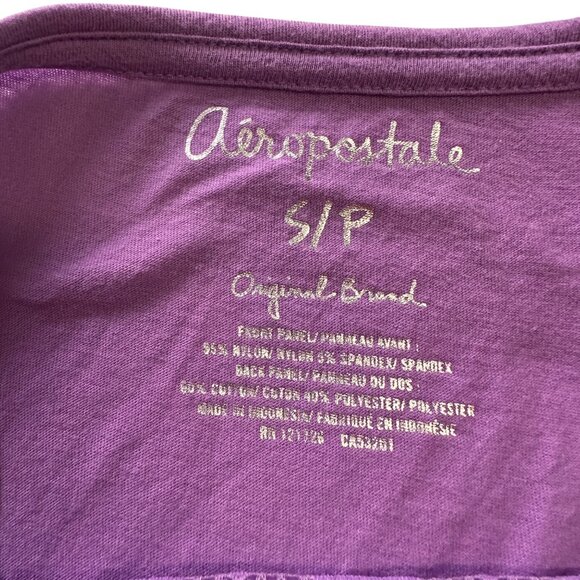 Aeropostale S/P Lace Front Purple T-Shirt For Women Cotton/Polyester Blend Casua - Picture 4 of 11